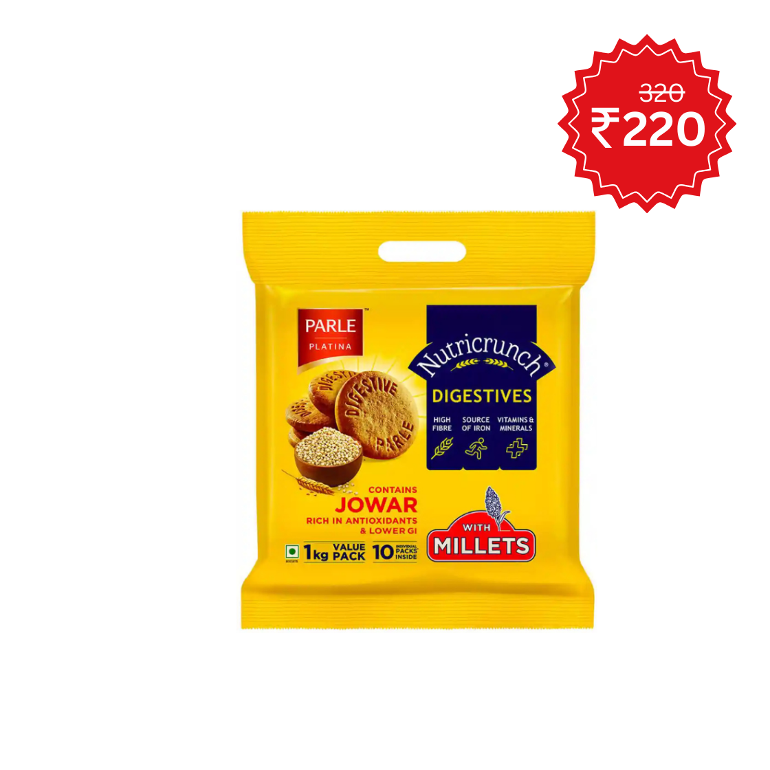 Parle Platina Nutricrunch Digestive Cookies 1 kg - MRP ₹ 320